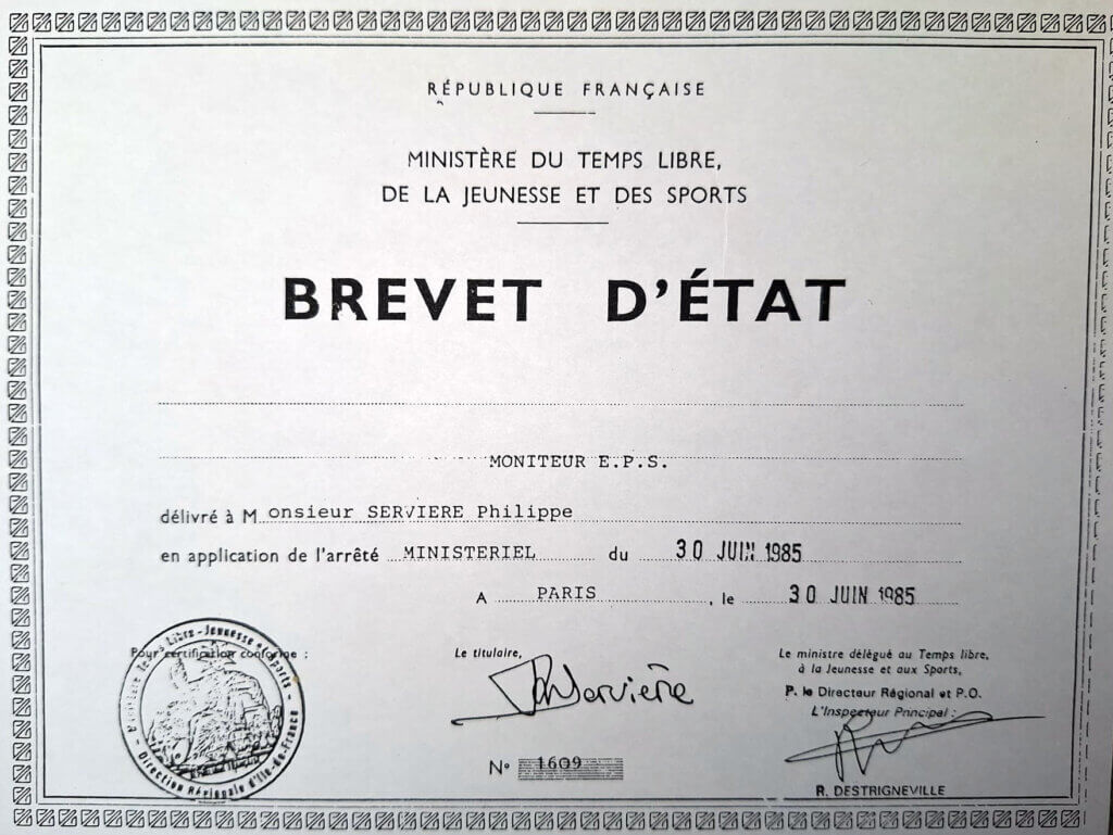 Brevet d'État Philippe Servière