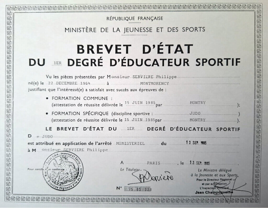 Brevet d'État d'Éducateur Sportif Philippe Servière