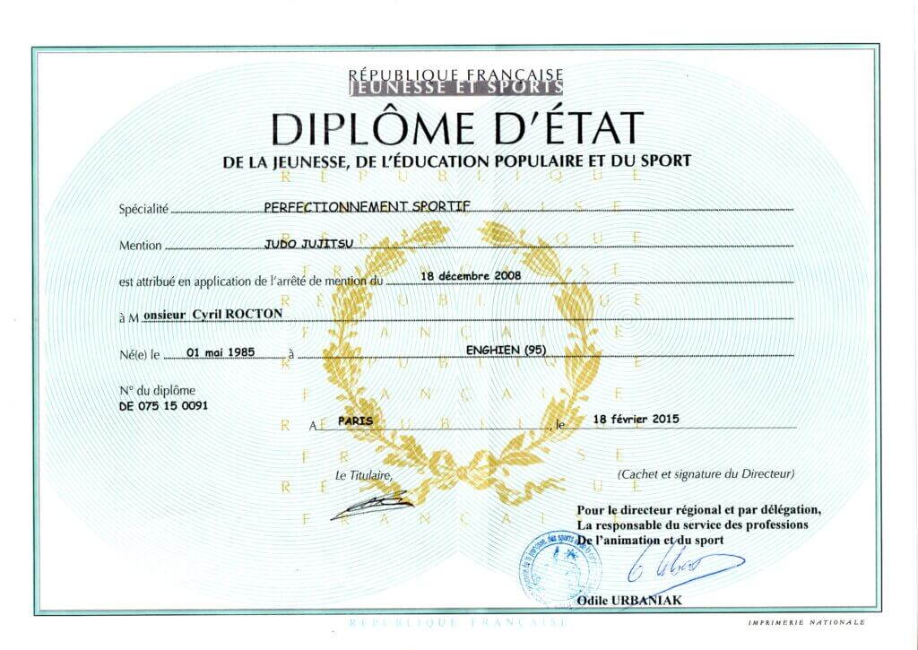 Diplôme d'État de la Jeunesse, de l'Éducation populaire et du Sport Cyril Rocton